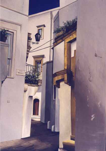 paese-tempera su carta 50x70cm