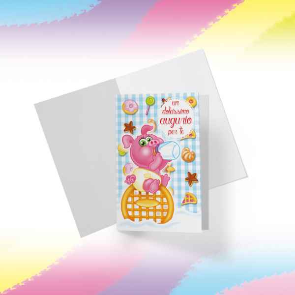 Biglietto di auguri Maialino Candy Puppy