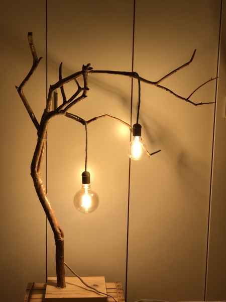 Lampada da terra design in legno 2 luci